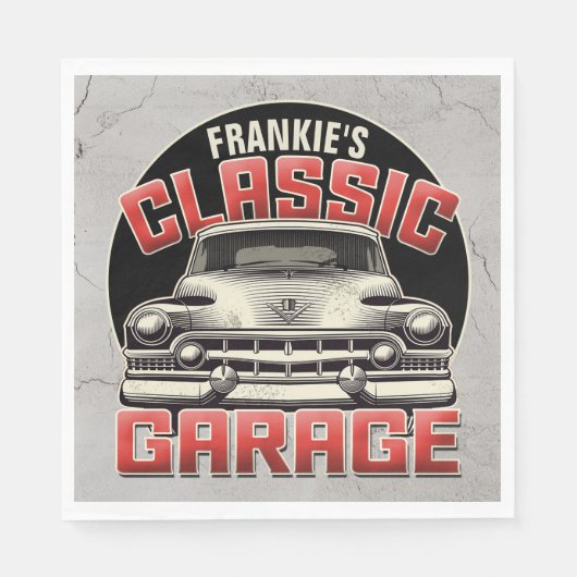 Personalisiert NAME Classic Car Garage Custom Shop Serviette (Vorderseite)