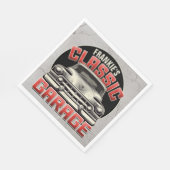 Personalisiert NAME Classic Car Garage Custom Shop Serviette (Ecke)