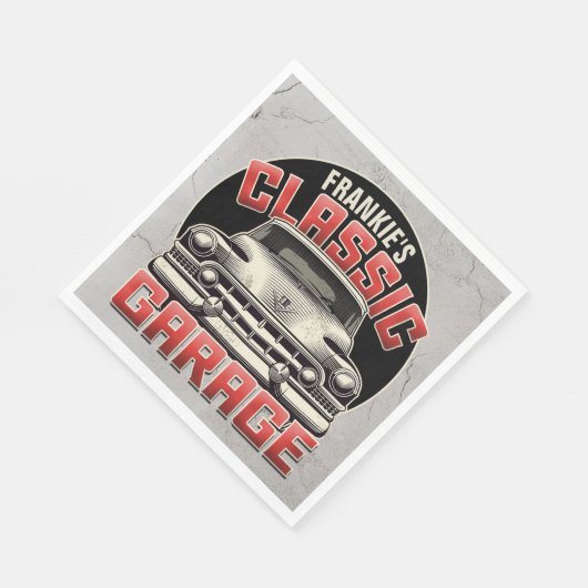 Personalisiert NAME Classic Car Garage Custom Shop Serviette (Ecke)