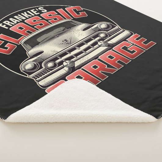 Personalisiert NAME Classic Car Garage Custom Shop Sherpadecke (3/4)