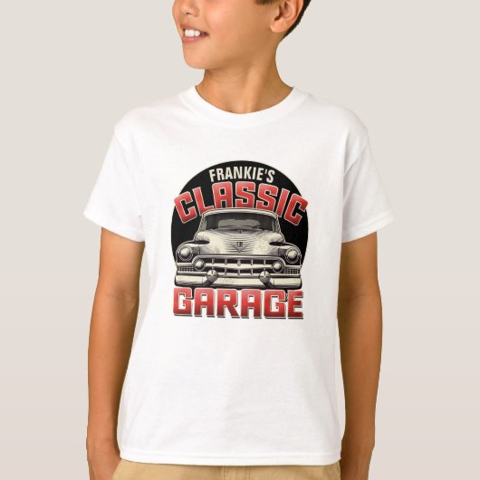 Personalisiert NAME Classic Car Garage Custom Shop T-Shirt (Vorderseite)