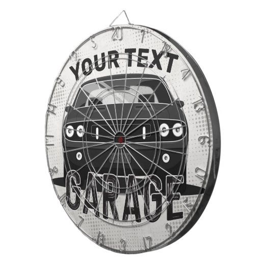 Personalisiert NAME Classic Muscle Garage Retro Dartscheibe (Vorderseite rechts)