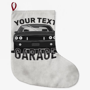 Personalisiert NAME Classic Muscle Garage Retro Großer Weihnachtsstrumpf