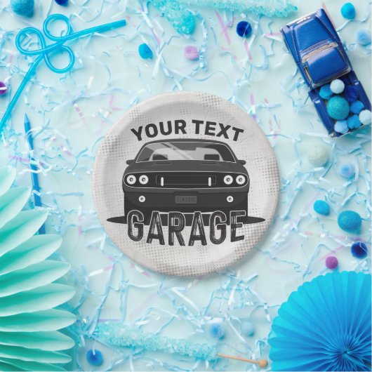 Personalisiert NAME Classic Muscle Garage Retro Pappteller (Party)