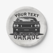 Personalisiert NAME Classic Muscle Garage Retro Pappteller (Vorderseite)