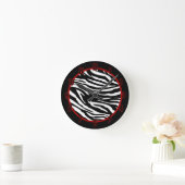 Personalisiert Name Clock Schwarz-weiß Zebra Print Runde Wanduhr (Zuhause)