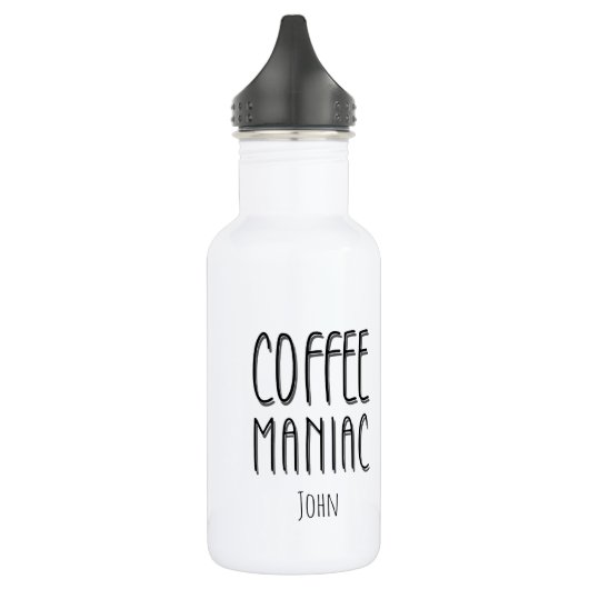Personalisiert Name Coffee Maniac - Funny Edelstahlflasche (Links)