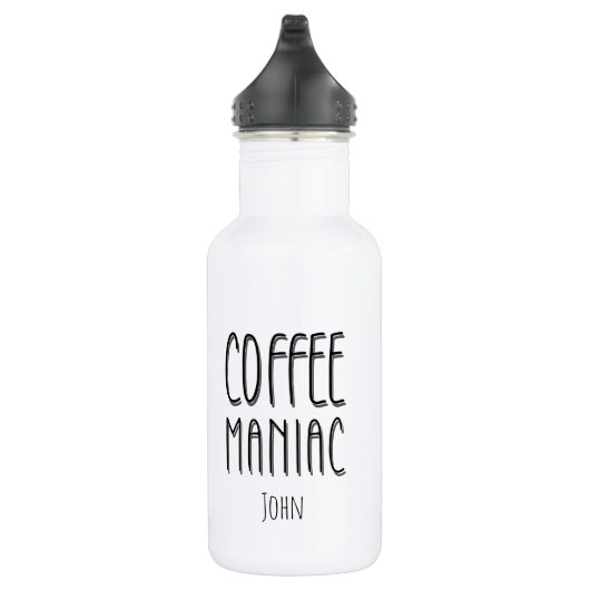 Personalisiert Name Coffee Maniac - Funny Edelstahlflasche (Rechts)