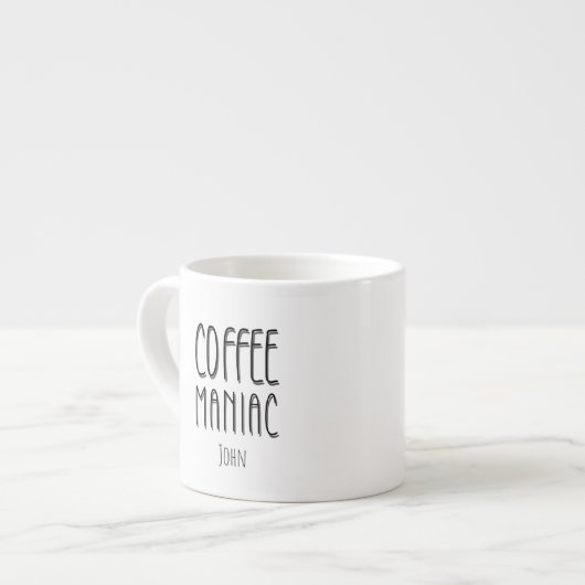 Personalisiert Name Coffee Maniac - Funny Espressotasse (Vorderseite Links)