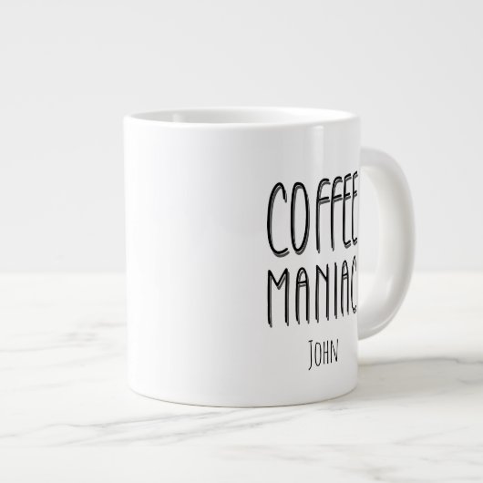 Personalisiert Name Coffee Maniac - Funny Jumbo-Tasse (Vorderseite Rechts)