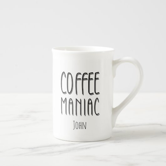Personalisiert Name Coffee Maniac - Funny Porzellantasse (Rechts)