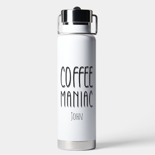 Personalisiert Name Coffee Maniac - Funny Trinkflasche (Hinten)