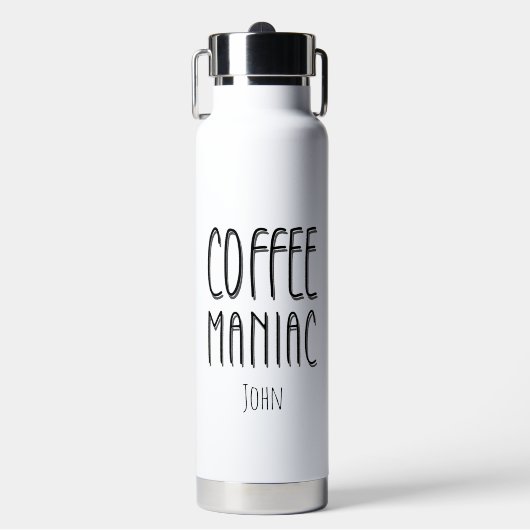 Personalisiert Name Coffee Maniac - Funny Trinkflasche (Vorderseite)