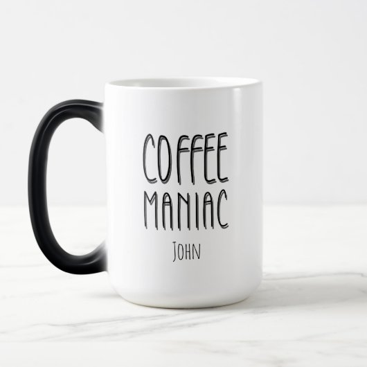 Personalisiert Name Coffee Maniac - Funny Verwandlungstasse (Links)