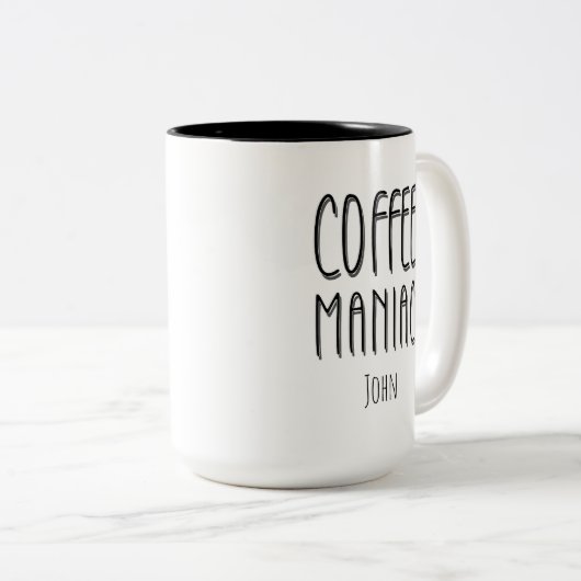 Personalisiert Name Coffee Maniac - Funny Zweifarbige Tasse (VorderseiteRechts)