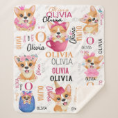 Personalisiert Name Collage Corgi Dog Muster Sherpadecke (Vorderseite)
