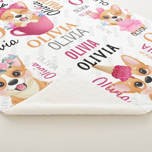 Personalisiert Name Collage Corgi Dog Muster Sherpadecke (3/4)
