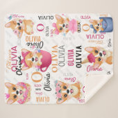 Personalisiert Name Collage Corgi Dog Muster Sherpadecke (Vorderseite (Horizontal))