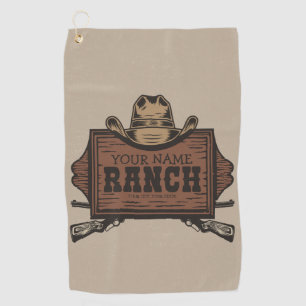 Personalisiert NAME Cowboy Guns Western Ranch Zeic Golfhandtuch