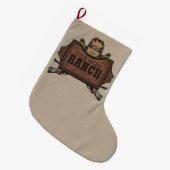 Personalisiert NAME Cowboy Guns Western Ranch Zeic Großer Weihnachtsstrumpf (Vorderansicht (hängend))