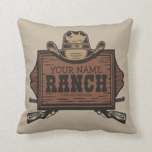 Personalisiert NAME Cowboy Guns Western Ranch Zeic Kissen