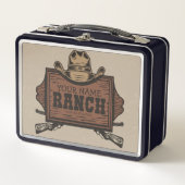 Personalisiert NAME Cowboy Guns Western Ranch Zeic Metall Brotdose (Vorderseite)