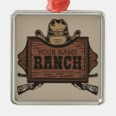 Personalisiert NAME Cowboy Guns Western Ranch Zeic Ornament Aus Metall (Vorne)