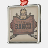 Personalisiert NAME Cowboy Guns Western Ranch Zeic Ornament Aus Metall (Links)
