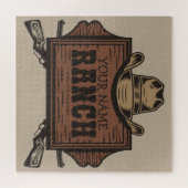 Personalisiert NAME Cowboy Guns Western Ranch Zeic Puzzle (Horizontal)