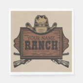 Personalisiert NAME Cowboy Guns Western Ranch Zeic Serviette (Vorderseite)