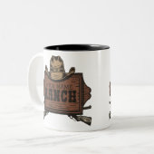 Personalisiert NAME Cowboy Guns Western Ranch Zeic Zweifarbige Tasse (Vorderseite Links)