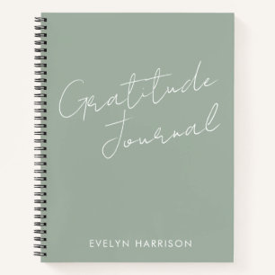 Personalisiert Name Dankbarkeit Journal Sage Green Notizblock