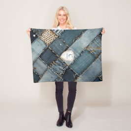 Personalisiert Name denim patcht blue jeans for Yo Fleecedecke