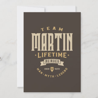 Personalisiert Name des Teams Martin Lifetime Einladung