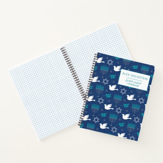 Personalisiert Name Dove Blue Menorah Hanukkah Notizblock (Innenseite)