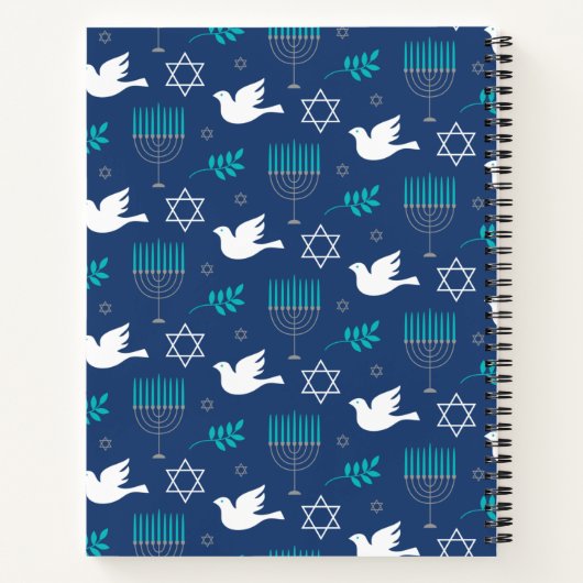 Personalisiert Name Dove Blue Menorah Hanukkah Notizblock (Rückseite)