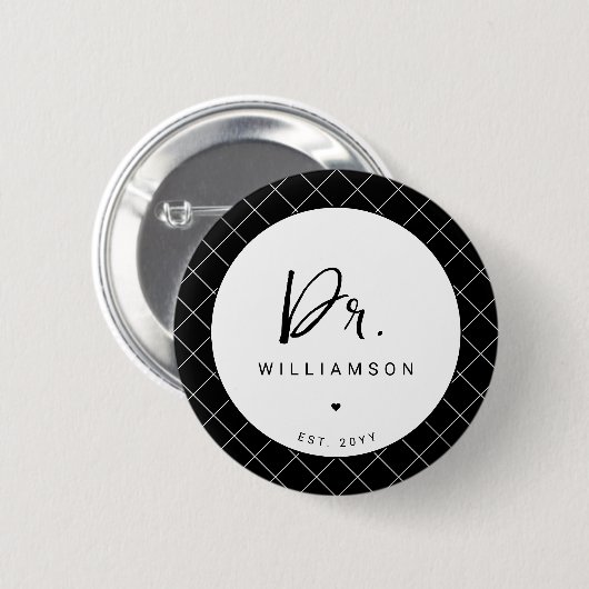 Personalisiert Name Dr. Minimalistisch Doctor Absc Button (Vorne & Hinten)