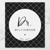 Personalisiert Name Dr. Minimalistisch Doctor Absc Weinetikett (Einzelnes Label)