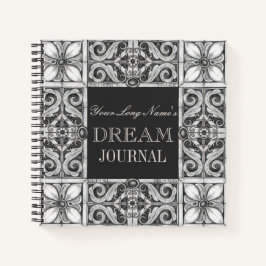 Personalisiert Name Dream Journal Black Gray White Notizblock