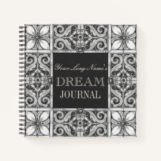 Personalisiert Name Dream Journal Black Gray White Notizblock