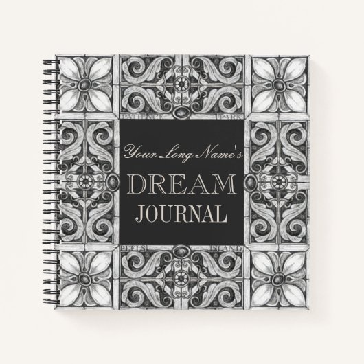Personalisiert Name Dream Journal Black Gray White Notizblock (Vorderseite)