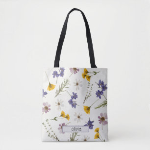 Personalisiert Name Elegante Wildblume Blumentasch Tasche