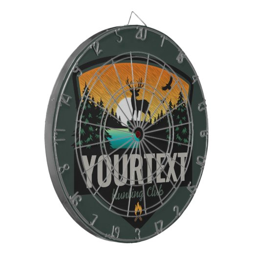Personalisiert NAME Elk Jagd Wilder Sonnenuntergan Dartscheibe (Vorderseite Links)