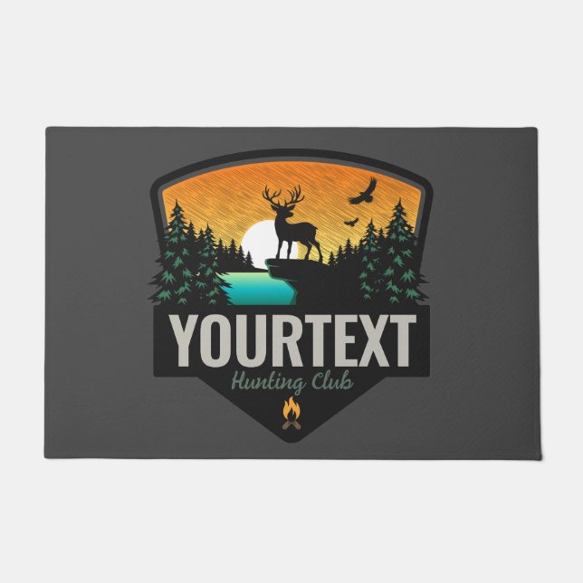Personalisiert NAME Elk Jagd Wilder Sonnenuntergan Fußmatte (Vorderseite)