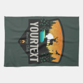 Personalisiert NAME Elk Jagd Wilder Sonnenuntergan Geschirrtuch (Horizontal)