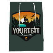Personalisiert NAME Elk Jagd Wilder Sonnenuntergan Mittlere Geschenktüte (Rückseite)