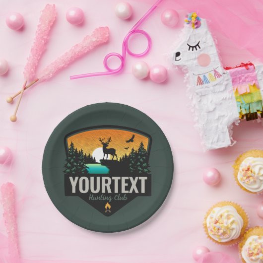 Personalisiert NAME Elk Jagd Wilder Sonnenuntergan Pappteller (Party)