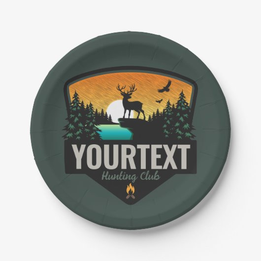 Personalisiert NAME Elk Jagd Wilder Sonnenuntergan Pappteller (Vorderseite)