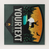 Personalisiert NAME Elk Jagd Wilder Sonnenuntergan Puzzle (Horizontal)