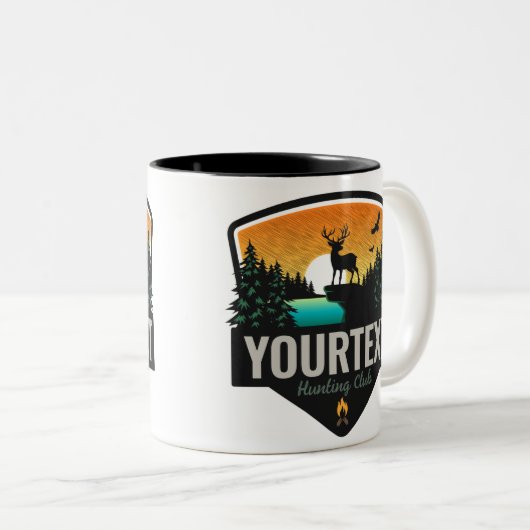 Personalisiert NAME Elk Jagd Wilder Sonnenuntergan Zweifarbige Tasse (VorderseiteRechts)
